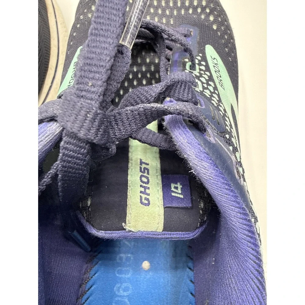 Brooks Ghost 14 Navy Blue Teal Running Shoes Womens Road Training Sneakers